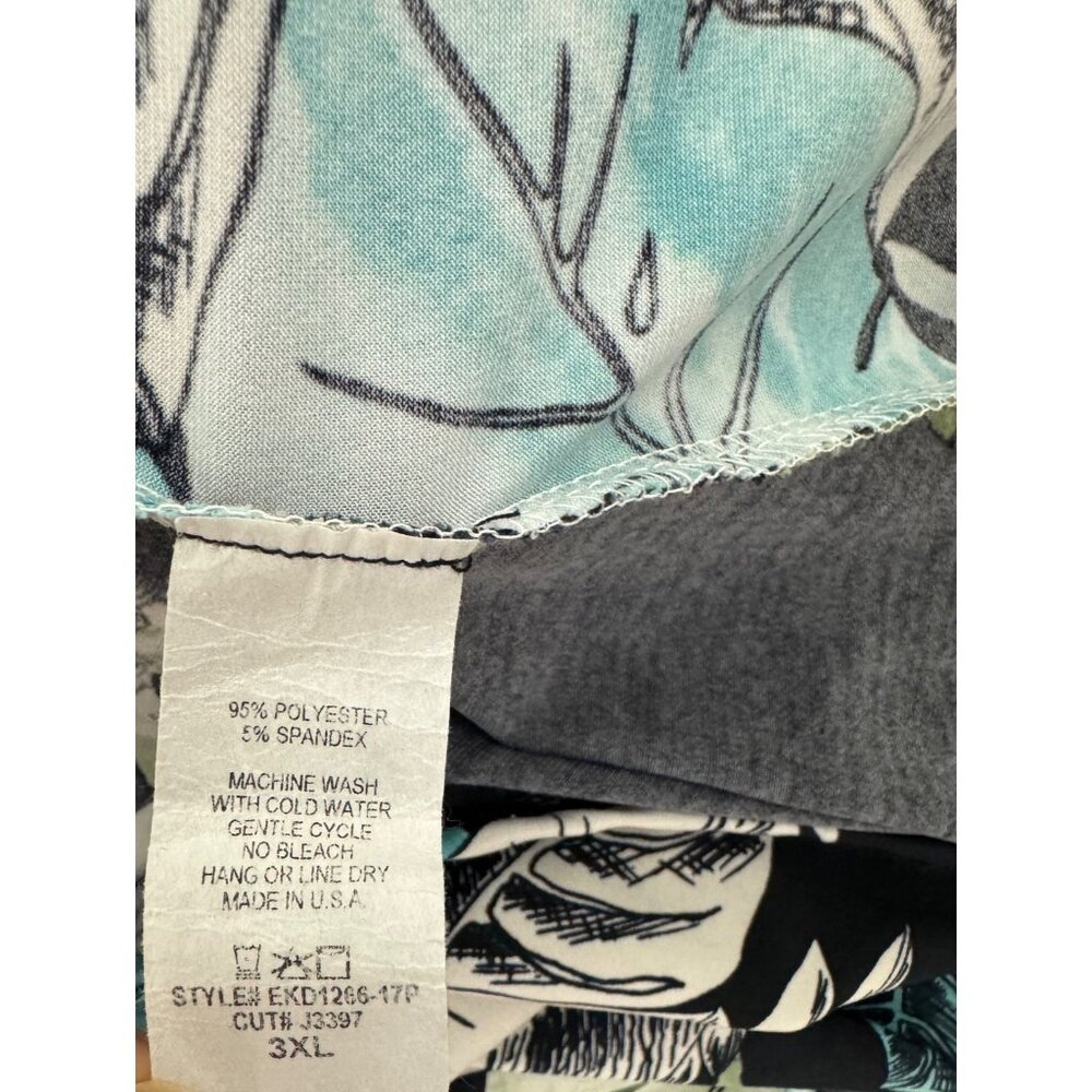 Striped Top Palm Print Maxi Dress w/Attached Sash Tie Size 3XL Tropical Plus Sz - Picture 6 of 6